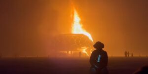 The Burning Man 2025 Festival Temple Burning